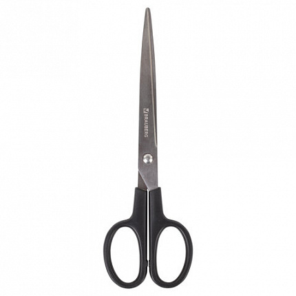 Ножницы BRAUBERG "Standard" 205 мм, черные, классической формы, 2-х сторонняя заточка, 237097