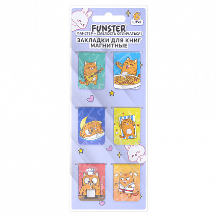 Закладки для книг МАГНИТНЫЕ, "ЯРКИЙ МИКС", набор 30 штук, 35x25 мм, FUNSTER, 116657
