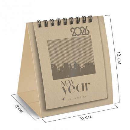 Календарь-домик настольный на гребне, 2026 г., BRAUBERG, 110х120 мм, БЕЖЕВЫЙ, 117285