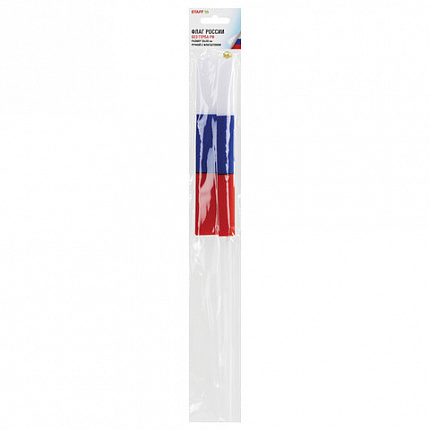 Флаг России ручной 20х30 см, без герба, с флагштоком, BRAUBERG/STAFF, 550181