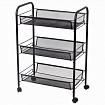 Этажерка (тележка) BRABIX офисно-бытовая 3 яруса, на колесах, металл, черная, 43,5х26х62,5 см, 603751