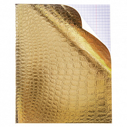 Тетрадь бумвинил А5 48 л., скоба, офсет №1, клетка, с полями, "ЗОЛОТО Metallic", CROCO, HATBER, 065833, 48Т5бвВ1