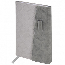 Ежедневник недатированный А5 145х215 мм, BRAUBERG "Stitch", под кожу, магнит, 160 л., серый, 116591