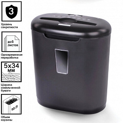 Уничтожитель (шредер) BRAUBERG S6, 3 уровень секретности, фрагменты 5х34 мм, 6 листов, корзина 16 литров, 530963