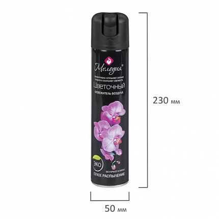 Освежитель воздуха аэрозольный с сухим распылением 300 мл МЕЛОДИЯ "ЦВЕТОЧНЫЙ", 601907