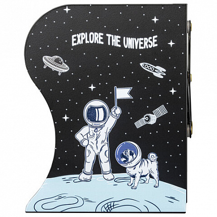 Подставка-держатель для книг и учебников ЮНЛАНДИЯ "Space", раздвижная, металлическая, 237901