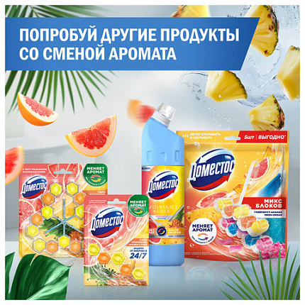Блок туалетный подвесной твердый 2х50 г + 3х50 г, ДОМЕСТОС "Свежесть цитруса и цветочный букет"