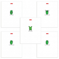 Тетрадь А5, 48 л., HATBER скоба, клетка, обложка картон, "Чокнутый андроид" (микс в спайке), 088295, 48Т5В1