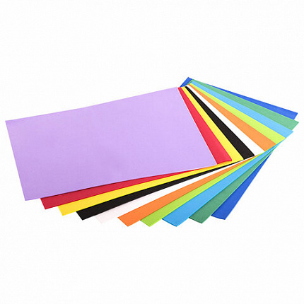 Пористая резина/фоамиран А4, 2 мм, НАБОР №1, 10 листов, 10 цветов, яркие цвета, ОСТРОВ СОКРОВИЩ, 660073