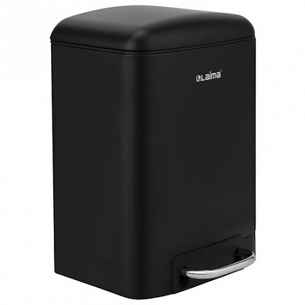Ведро мусорное с педалью 6 л, крышка с доводчиком, черное матовое, металл, LAIMA ULTRA, 701564