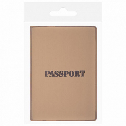 Обложка для паспорта, мягкий полиуретан, "PASSPORT", коричневая, STAFF, 238406