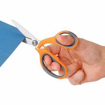 Ножницы BRAUBERG "PROFESSIONAL" 3 шт. (135, 180, 210 мм), серо-оранжевые ручки, ВЫГОДНАЯ УПАКОВКА, 272981