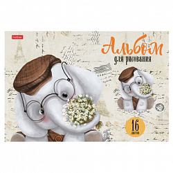 Альбом для рисования А4 16 л., скоба, обложка картон, HATBER, 205х290 мм, "Зоозаврики", 079713, 16А4В