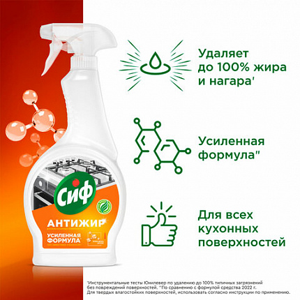 Средство для чистки плит, духовок, грилей от жира и нагара 500 мл, СИФ Антижир "Цитрус"