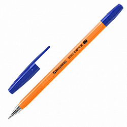 Ручки шариковые BRAUBERG "M-500 ORANGE", НАБОР 10 шт., СИНИЕ, узел 0,7 мм, линия письма 0,35 мм, 143951