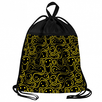 Мешок для обуви BRAUBERG БОЛЬШОЙ, с ручкой, карман на молнии, сетка, 49х41 см, Smiles, 272403