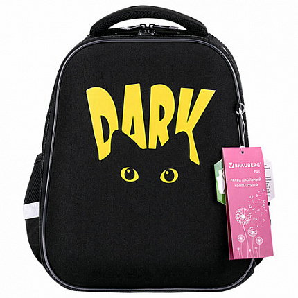 Ранец BRAUBERG FIT, 2 отделения, "Dark cat", 38х27х14 см, 272026