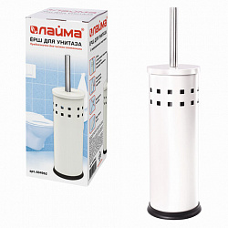 Ершик для унитаза с подставкой, металл, белый, глянцевый, LAIMA, 604962