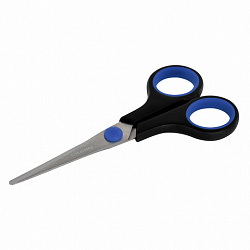 Ножницы BRAUBERG "Soft Grip", 140 мм, черно-синие, резиновые вставки, 3-сторонняя заточка, 230760