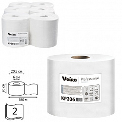 Полотенца бумажные с центральной вытяжкой 180 м, VEIRO (M4) COMFORT, 2-слойные, КОМПЛЕКТ 6 рулонов, KP206