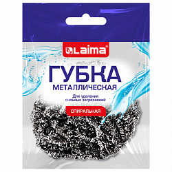 Губка (мочалка) металлическая спиральная 15 г, для посуды, гриля, плиты, LAIMA (ЛАЙМА), 700061