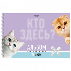 Альбом д/рис. А4 32л., спираль, Soft-touch ламинация, HATBER, 198х300мм, Кто здесь? (, 32А4лВсп