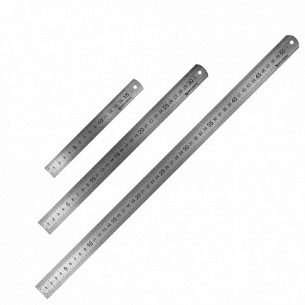Линейки металлические КОМПЛЕКТ 3 шт. (15 см, 30 см, 50 см), BRAUBERG, 210810