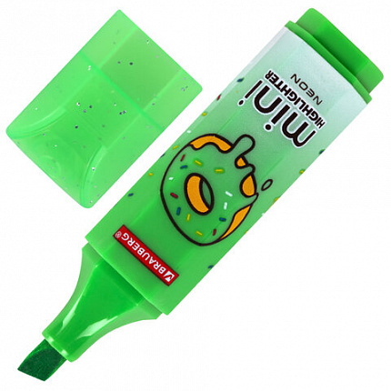 Текстовыделитель мини с принтами BRAUBERG "NEON", АССОРТИ В ПЛАСТИКОВОЙ БАНКЕ, 1-5 мм, 152535