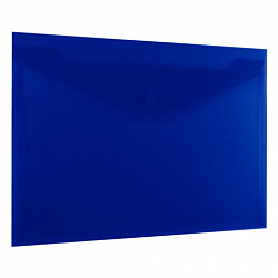 Папка-конверт с кнопкой прозрачная А4, BRAUBERG "UNIVERSAL", до 100 листов, синяя, 0,15 мм, 273071