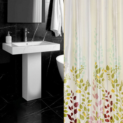 Шторка для ванной ПОЛИЭСТЕР, 180х180 см, кольца в комплекте, ФЛОРА, PRIMILA (ПРИМИЛА), 700080