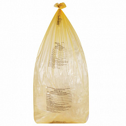 Пакеты для медицинских отходов КОМПЛЕКТ 50 шт., класс Б (желтые), 120 л, 70х110 см, 16 мкм, Респект