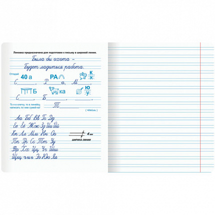 Тетрадь УЧУСЬ ПИСАТЬ №5 12л. узкая линия, со справочным материалом, обложка картон, ЮНЛАНДИЯ, 404850