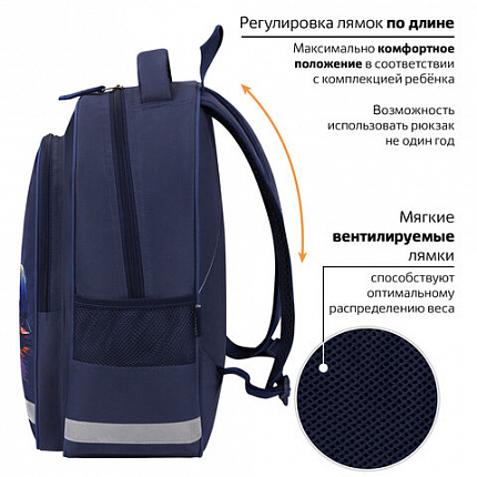 Рюкзак ПИФАГОР SCHOOL, 1 отделение, 3 кармана, "Speed bolid", 38x28х14 см, 273170