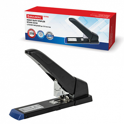 Степлер МОЩНЫЙ до 210 листов BRAUBERG "Heavy Duty Extra", скобы № 24/6-23/24, 270554