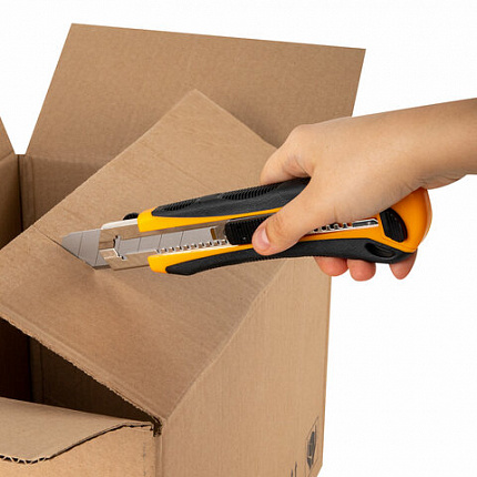 Нож универсальный мощный, 25 мм, BRAUBERG EXTRA-DL, с двумя фиксаторами, резиновые вставки, 238732