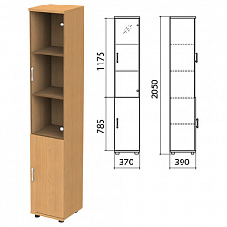 Шкаф закрытый со стеклом "Монолит", 370х390х2050 мм, цвет бук бавария (КОМПЛЕКТ)