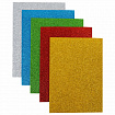 Пористая резина/фоамиран А4, 2 мм, НАБОР, 5 листов, 5 цветов, яркие цвета, блестки, самоклеящаяся, ОСТРОВ СОКРОВИЩ, 660081