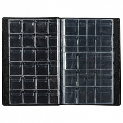 Альбом нумизмата для 138 монет, 125х185 мм, ПВХ, черный, STAFF, 238078