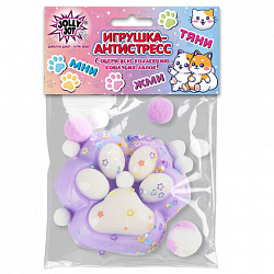 Игрушка-антистресс "ДВУХЦВЕТНАЯ КОШАЧЬЯ ЛАПКА С ПОМПОНАМИ", 7х6 см, ассорти 4 вида, дисплей, JOLLY JOT (ДЖОЛЛИ ДЖОТ), 665768