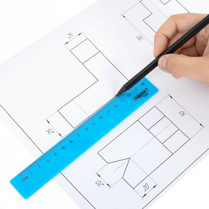 Линейка пластиковая 16 см, ПИФАГОР, неоновая, ассорти, 210827