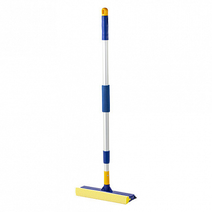 Окномойка LAIMA, алюминиевая телескопическая ручка 76-125 см, рабочая часть 25 см (стяжка, губка, ручка), для дома и офиса, 601493