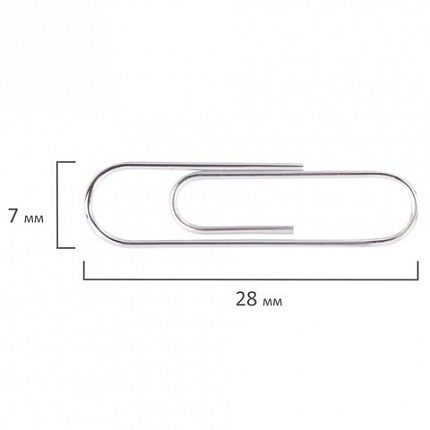 Скрепки ОФИСМАГ, 28 мм, оцинкованные, 100 шт., в картонной коробке, 227582