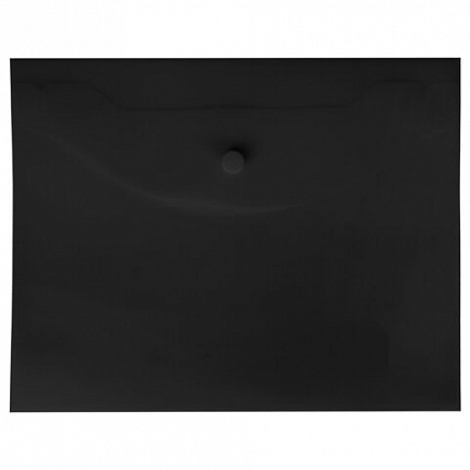 Папка-конверт с кнопкой прозрачная МАЛОГО ФОРМАТА А5, BRAUBERG UNIVERSAL, черная, 0,15 мм, 273067