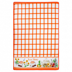 Салфетка из МИКРОФИБРЫ универсальная, 40х60 см, оранжевая клетка, орнамент, 240 г/м2, BOOMHOUSE (БУМХАУС), 700877