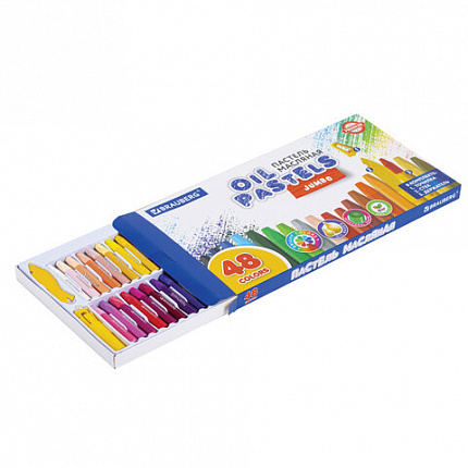 Пастель масляная восковые мелки утолщенные 48 цвета с точилкой, держателем и стеком, BRAUBERG PREMIUM, 272714
