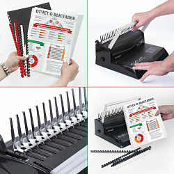 Пружины пластиковые для переплета, КОМПЛЕКТ 50 шт., 38 мм (для сшивания 281-340 л.), черные, BRAUBERG, 530821