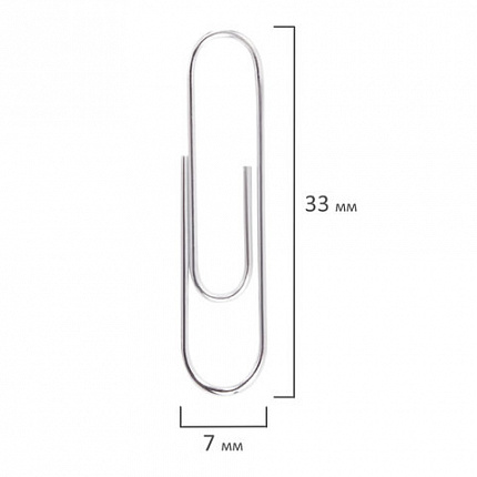 Скрепки ОФИСМАГ, 33 мм, никелированные, 100 шт., в картонной коробке, 225153