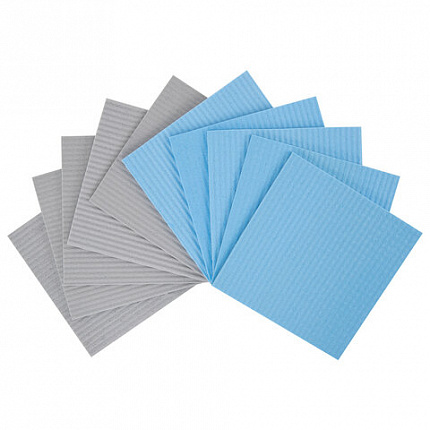 Салфетки губчатые для уборки кухни 15х15 см, ЦЕЛЛЮЛОЗНЫЕ, КОМПЛЕКТ 10 шт., 5 серых / 5 голубых, LAIMA, 700263