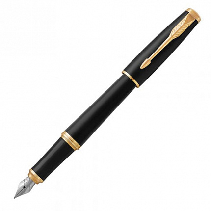 Ручка перьевая PARKER "Urban Core Muted Black GT", черный матовый лак, позолота, синяя, 1931593