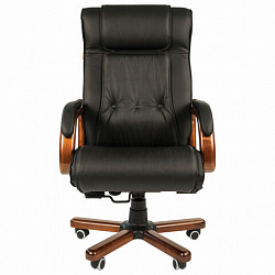 Кресло из натуральной кожи Chairman CH 653, дерево, черное, 7001203
